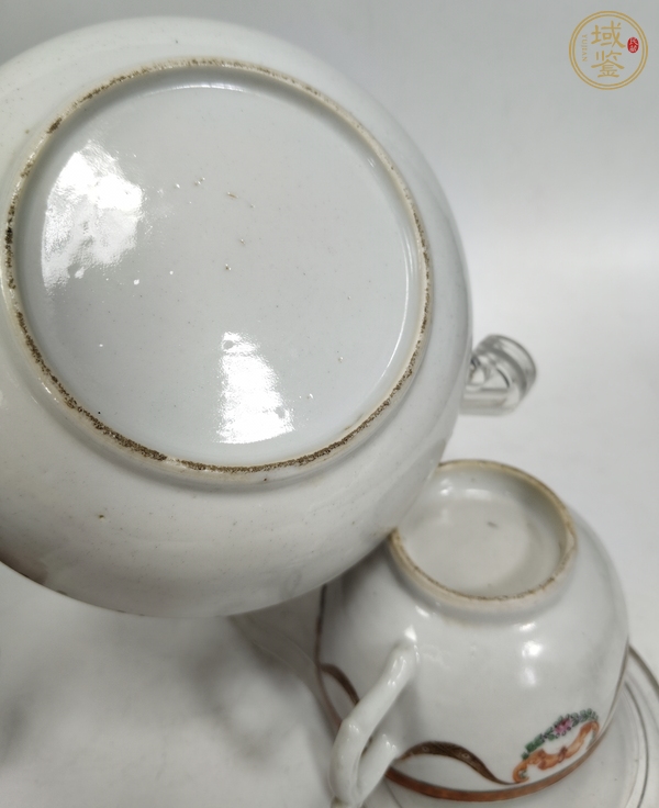 古玩陶瓷廣彩花卉紋杯碟真品鑒賞圖