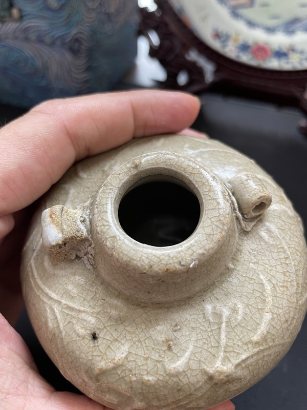古玩陶瓷印花雙耳罐拍賣，當(dāng)前價格500元