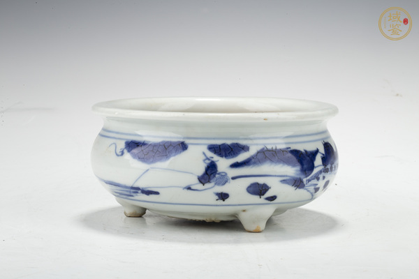 古玩清中早·青花山水人物紋三足爐真品鑒賞圖