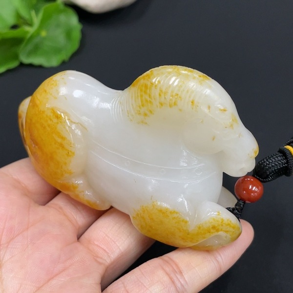 古玩玉器288天然和田玉手把件  馬到成功  配證書拍賣，當前價格1800元