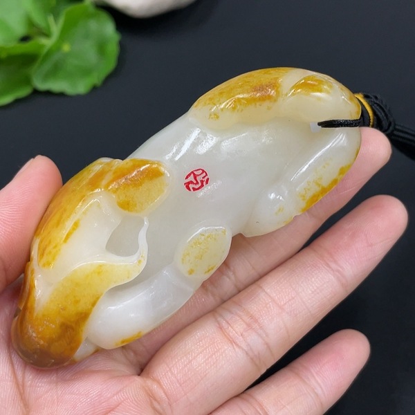 古玩玉器288天然和田玉手把件  馬到成功  配證書拍賣，當前價格1800元