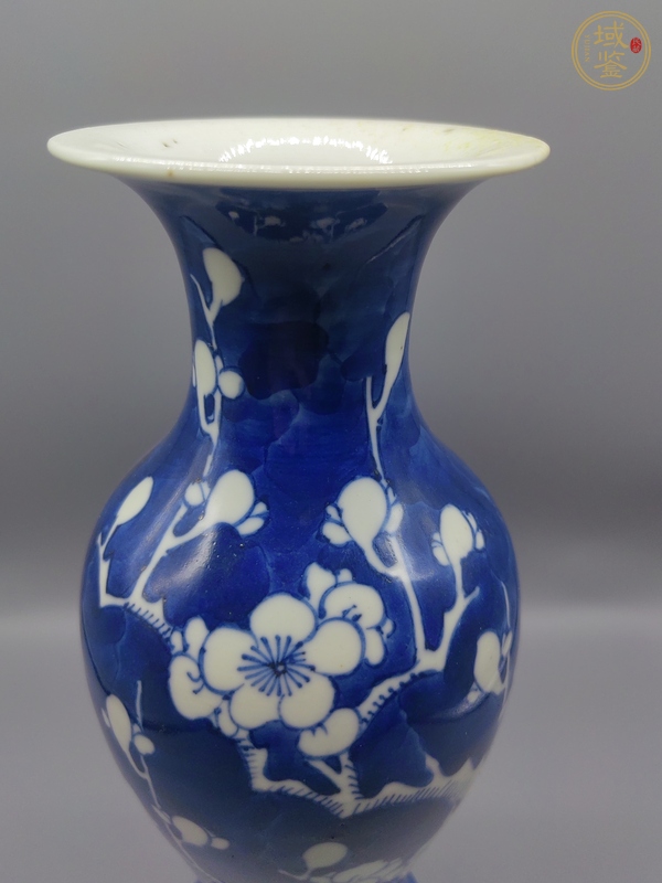 古玩陶瓷晚清青花冰梅觀音瓶真品鑒賞圖