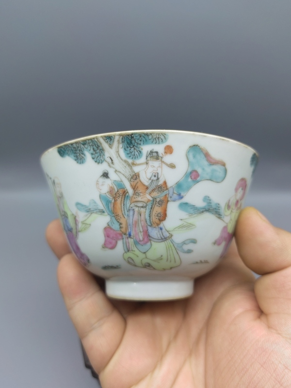 古玩陶瓷光緒細(xì)路粉彩茶碗拍賣，當(dāng)前價(jià)格4888元