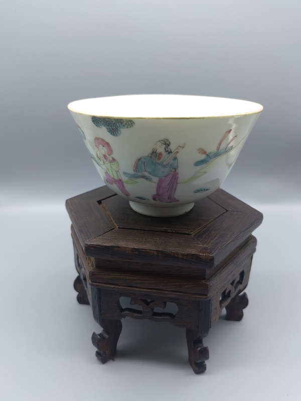 古玩陶瓷光緒細(xì)路粉彩茶碗拍賣，當(dāng)前價(jià)格4888元