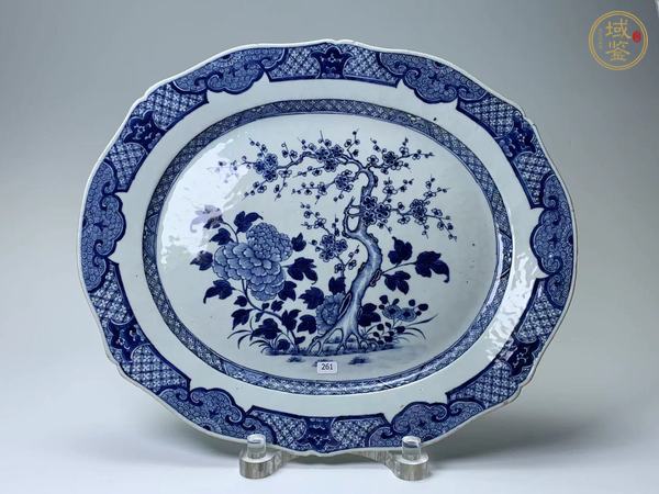 古玩清乾隆·青花花卉紋大盤真品鑒賞圖