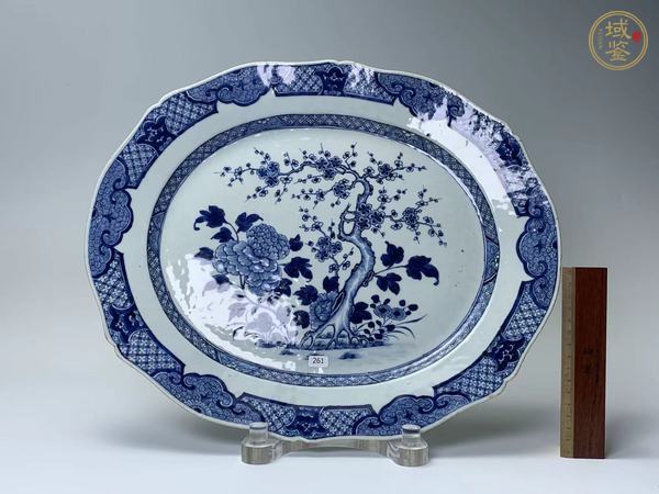 古玩陶瓷清乾隆·青花花卉紋大盤真品鑒賞圖