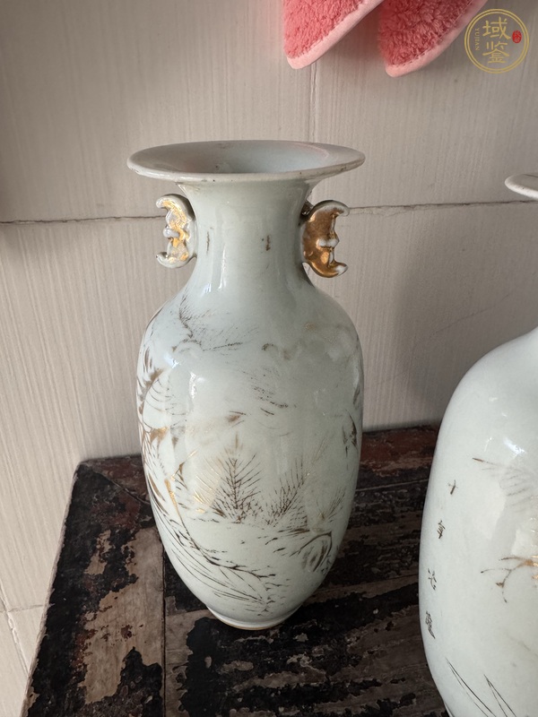 古玩陶瓷金彩詩(shī)文瓶真品鑒賞圖
