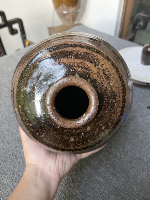 古玩陶瓷褐釉窯變梅瓶拍賣，當前價格15000元