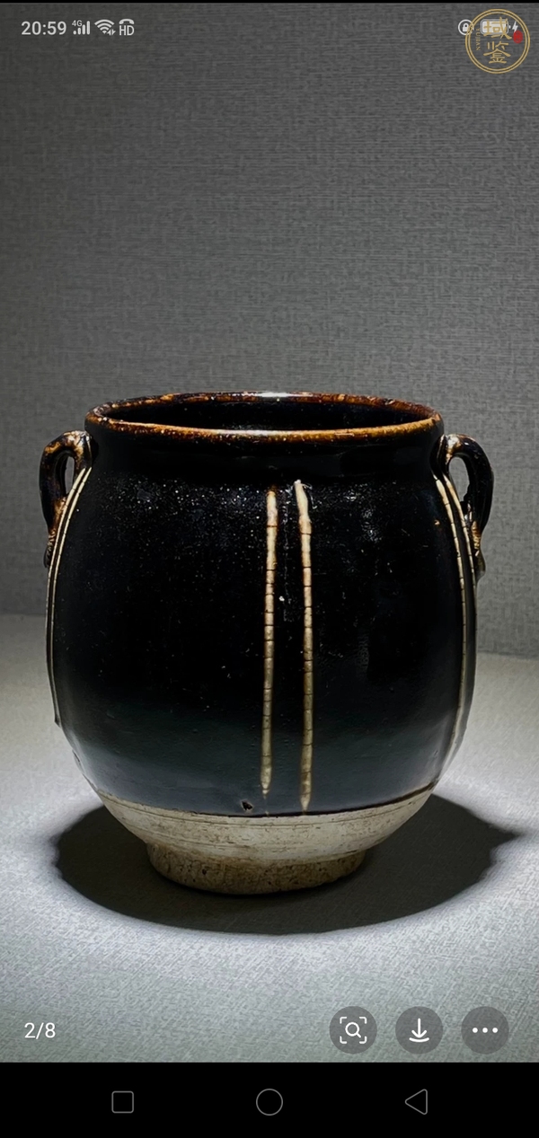 古玩陶瓷醬釉雙系罐真品鑒賞圖