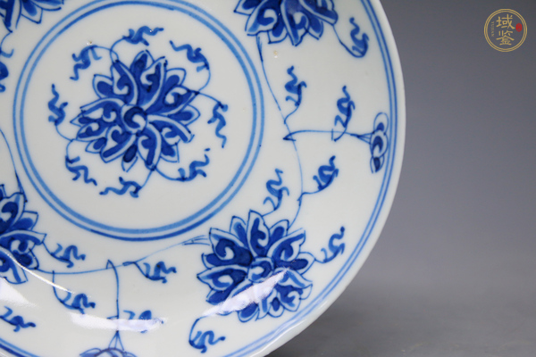 古玩陶瓷清光緒·青花纏枝寶相花卉紋盤真品鑒賞圖
