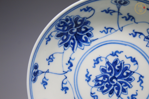 古玩陶瓷清光緒·青花纏枝寶相花卉紋盤真品鑒賞圖