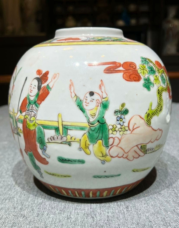古玩陶瓷晚清民國·五子奪魁五彩罐全品拍賣，當(dāng)前價格1888元