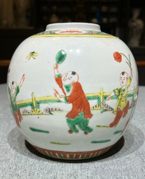 古玩陶瓷晚清民國·五子奪魁五彩罐全品拍賣，當(dāng)前價格1888元