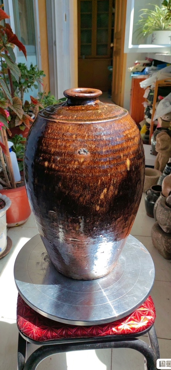 古玩陶瓷褐釉窯變梅瓶拍賣,當前價格15000元