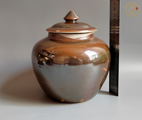 古玩陶瓷紫金釉蓋罐真品鑒賞圖