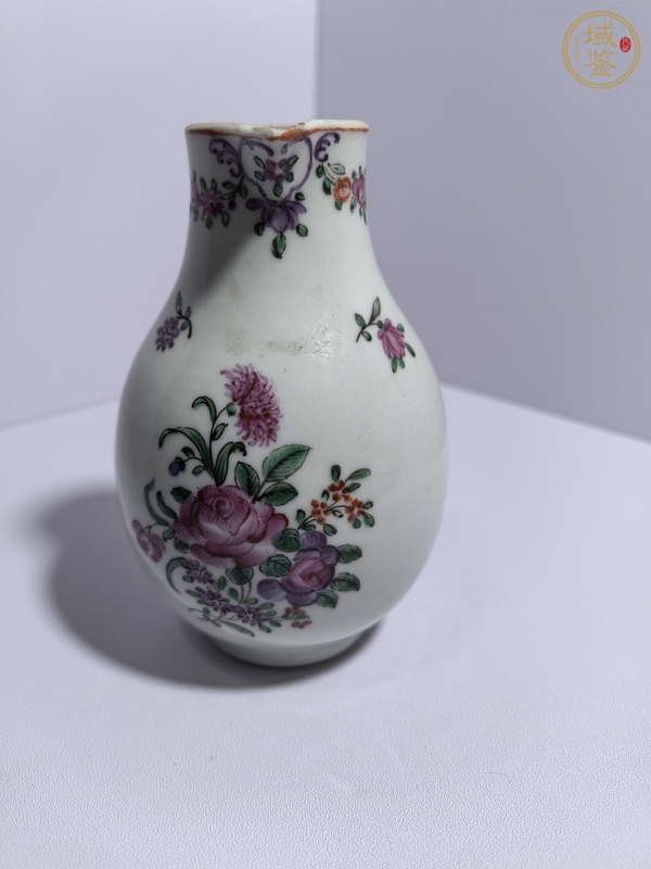 古玩陶瓷花卉紋廣彩奶壺真品鑒賞圖