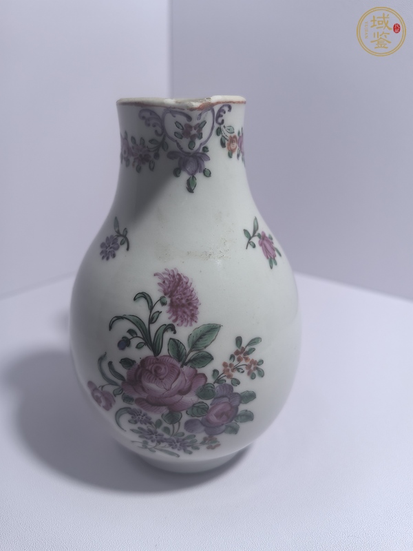 古玩陶瓷花卉紋廣彩奶壺真品鑒賞圖