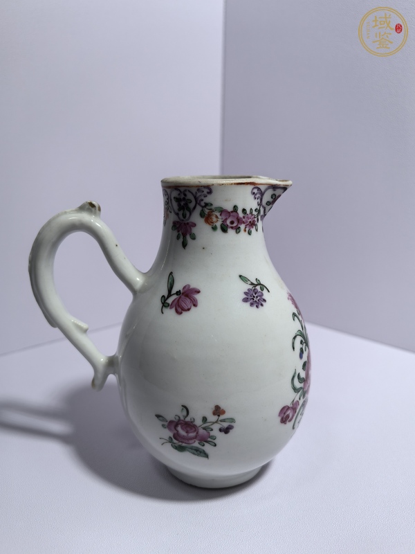 古玩陶瓷花卉紋廣彩奶壺真品鑒賞圖