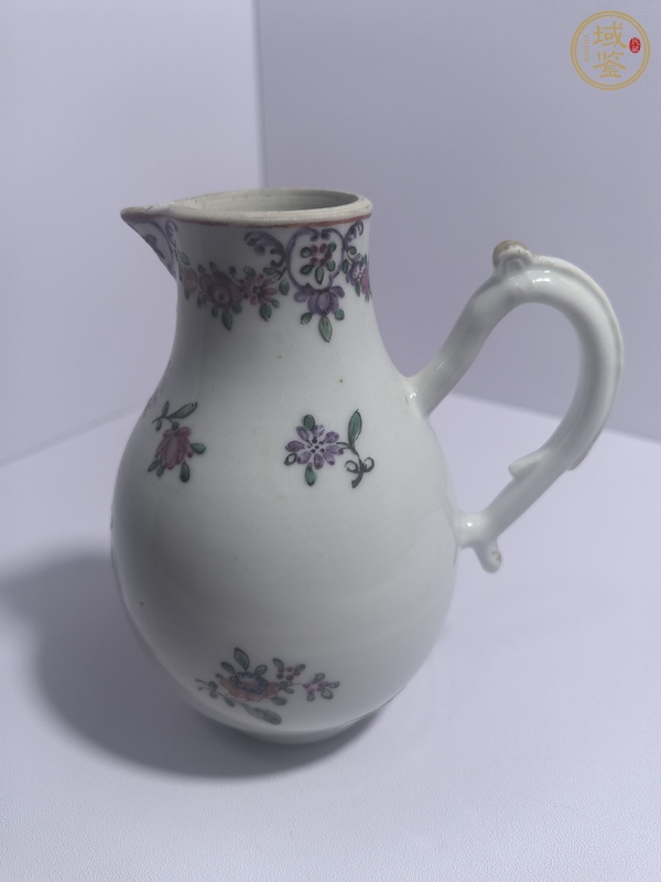 古玩陶瓷花卉紋廣彩奶壺真品鑒賞圖