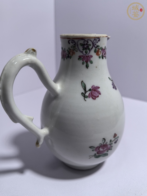 古玩陶瓷花卉紋廣彩奶壺真品鑒賞圖
