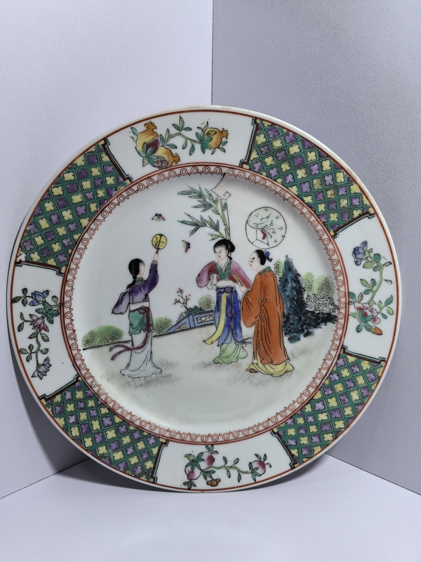 古玩陶瓷仕女紋粉彩盤(pán)拍賣(mài)，當(dāng)前價(jià)格3000元