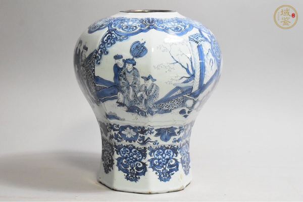 古玩陶瓷日本仿 崇禎風(fēng)格人物紋八方罐真品鑒賞圖