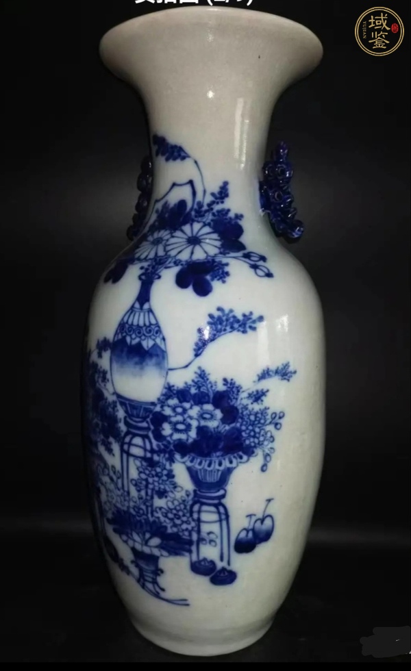 古玩陶瓷博古圖青花瓶真品鑒賞圖