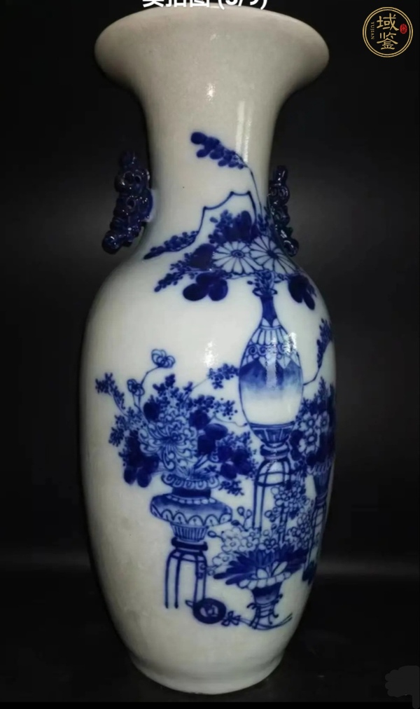 古玩陶瓷博古圖青花瓶真品鑒賞圖