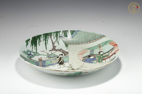 古玩陶瓷清康熙·五彩西廂記人物紋大盤真品鑒賞圖