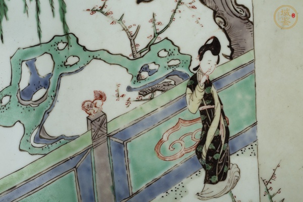古玩陶瓷清康熙·五彩西廂記人物紋大盤真品鑒賞圖