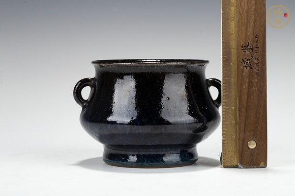 古玩陶瓷清晚·窯變釉雙耳爐真品鑒賞圖