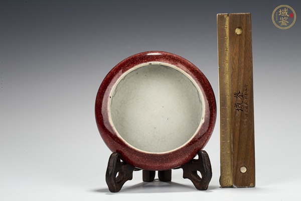 古玩陶瓷清中·郎窯紅釉小鏜鑼洗真品鑒賞圖
