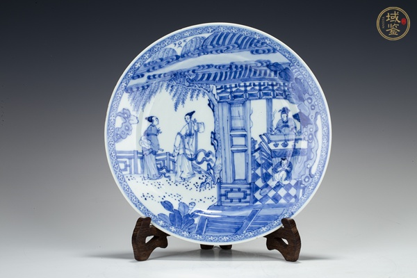 古玩清康熙·青花西廂記人物紋折沿盤真品鑒賞圖