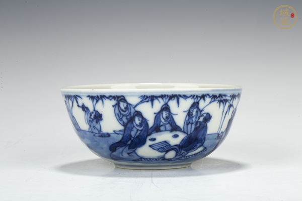 古玩清晚·青花竹林七賢紋碗真品鑒賞圖