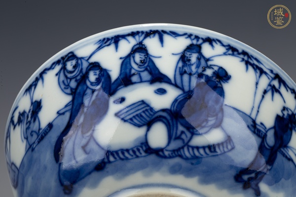 古玩陶瓷清晚·青花竹林七賢紋碗真品鑒賞圖