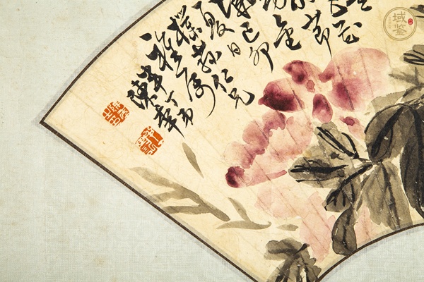 古玩字畫近現(xiàn)代·陳半丁 牡丹圖扇面鏡片真品鑒賞圖