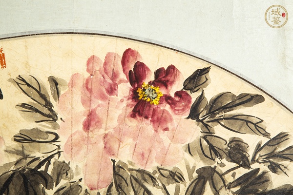 古玩字畫近現(xiàn)代·陳半丁 牡丹圖扇面鏡片真品鑒賞圖