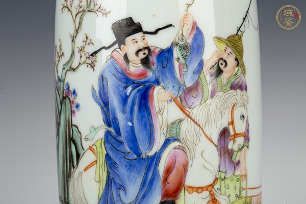 古玩陶瓷民國·粉彩人物故事詩文瓶真品鑒賞圖