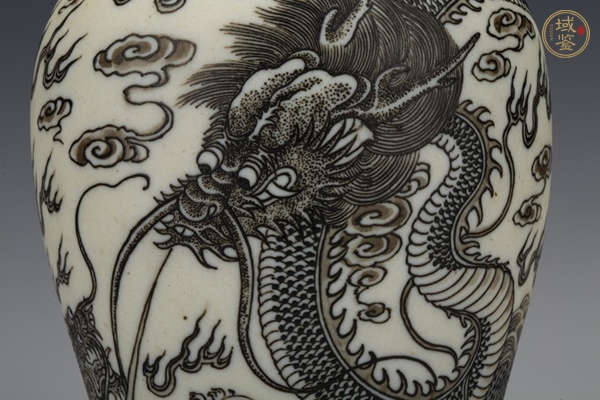 古玩陶瓷清晚·反瓷墨彩海水龍紋觀音瓶真品鑒賞圖