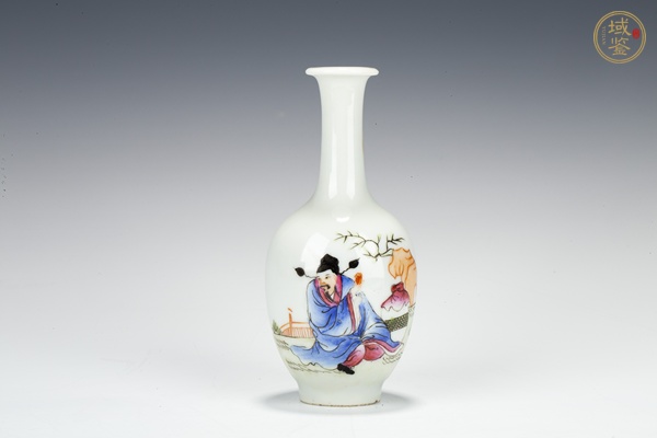 古玩民國·粉彩太白醉酒圖長頸小瓶真品鑒賞圖