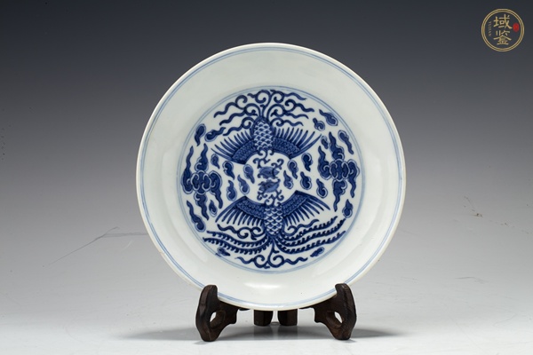 古玩清同治·青花對頭鳳紋盤（官）真品鑒賞圖