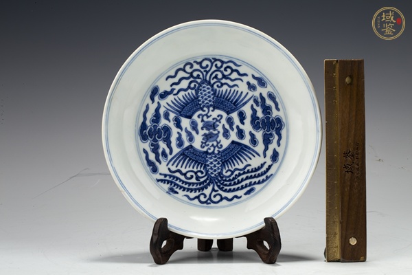 古玩陶瓷清同治·青花對頭鳳紋盤（官）真品鑒賞圖