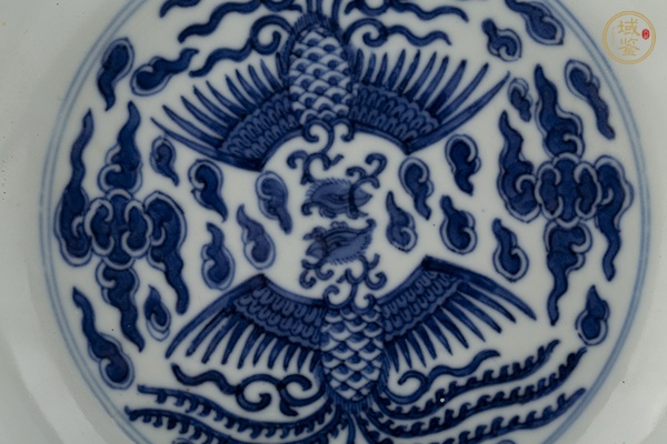 古玩陶瓷清同治·青花對頭鳳紋盤（官）真品鑒賞圖