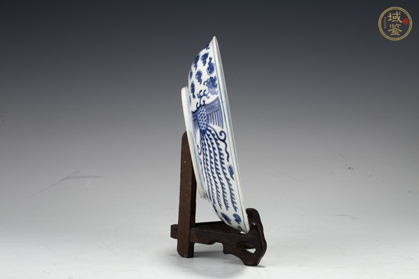 古玩陶瓷清同治·青花對頭鳳紋盤（官）真品鑒賞圖