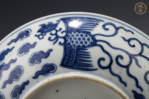 古玩陶瓷清同治·青花對頭鳳紋盤（官）真品鑒賞圖