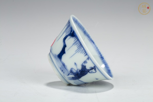 古玩陶瓷清康熙·青花人物紋杯真品鑒賞圖
