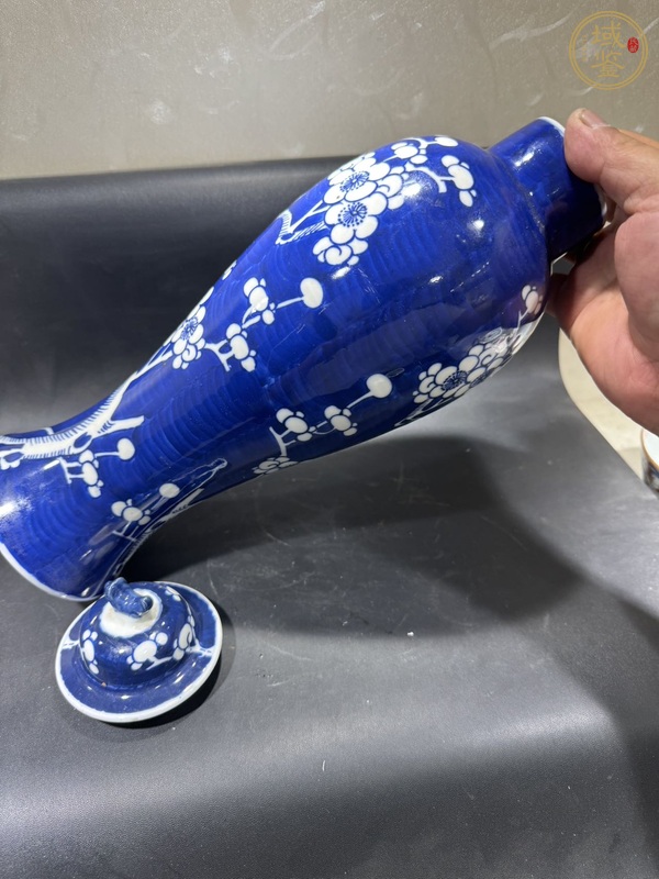 古玩陶瓷青花冰梅紋蓋瓶真品鑒賞圖