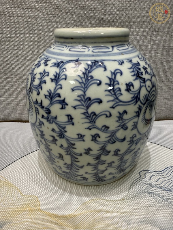 古玩陶瓷纏枝花卉紋青花罐真品鑒賞圖
