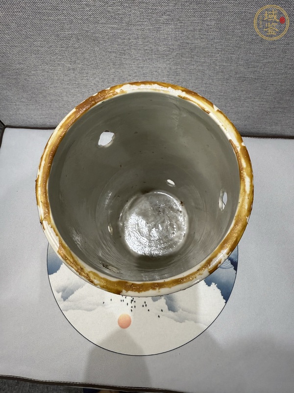 古玩陶瓷淺絳彩花鳥紋帽筒真品鑒賞圖