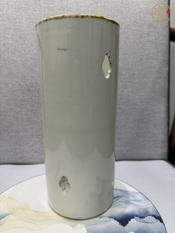 古玩陶瓷淺絳彩花鳥紋帽筒真品鑒賞圖